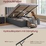 Double bed Hydraulic Ottoman Storage Bed  Double (4ft6) Dark Grey Upholstered Fabric with Lift-Up Storage & Soft Headboard Image 4
