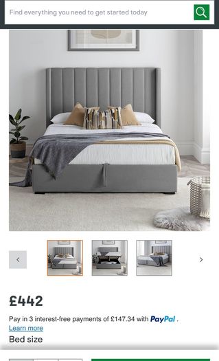 Maya Winged Ottoman Storage Light Grey Upholstered - King Bed 5ft Frame Only