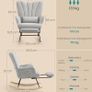 Rocking Chair Removable Cushion Side Pockets Wooden Legs Dove Grey Image 5