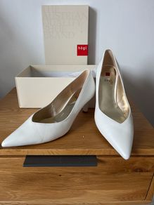 Hogl Pearl White Leather Heel shoe