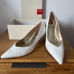 Hogl Pearl White Leather Heel shoe