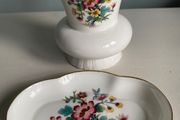 Coalport  Ming  Rose china vase and matching trinket dish.