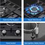 Gas Hob 2 burners, 30cm Built in 2 Burners Gas on Glass Hob, NG/LPG Gas Hob Convertible, Gas Cooktop with Flame Image 3
