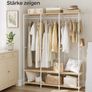 Wardrobe Open Removable Hook Open Wardrobe with Clothes Rail, Shelves, Removable Hooks,Vintage Brown Image 6