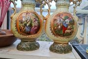 2 Beautiful Antique Pair of early 20th-century English Edwardian Pottery Baluster Vases Postage Available or Collection