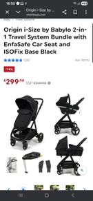 Origin i-Size by Babylo 2-in-1 Travel System Bundle with EnfaSafe Car Seat and ISOFix Base Black