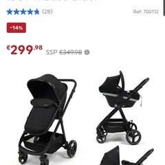 Origin i-Size by Babylo 2-in-1 Travel System Bundle with EnfaSafe Car Seat and ISOFix Base Black