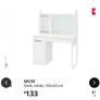 Ikea Micke Desk White and Orfjall Swivel Chair Pink Image 9