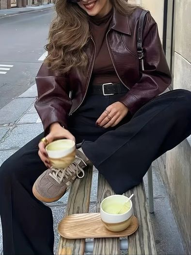 Brand New Burgundy Leather Jacket Size M