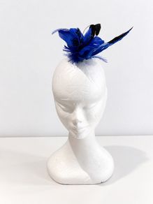 Pre Owned Royal Blue Feather Fascinator Clip & Pin
