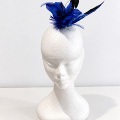 Pre Owned Royal Blue Feather Fascinator Clip & Pin