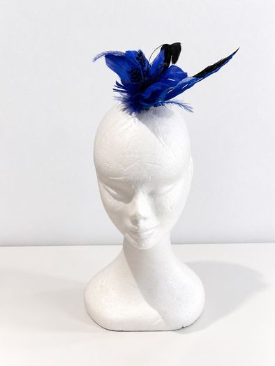 Pre Owned Royal Blue Feather Fascinator Clip & Pin