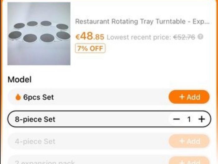Eight place food turntable