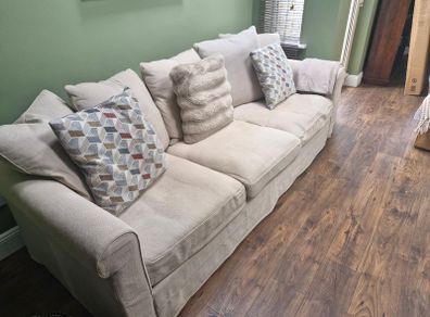 Cream 3 Seater Sofa + Matching Armchair