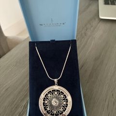 Newbridge Round Pendant With Clear Stone Necklace