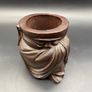 Chinese carved hardwood brush pot, carved with a Chinese Man Image 5