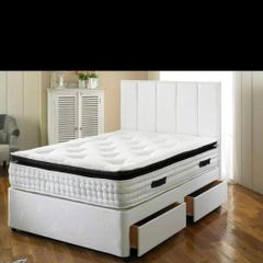 New Stylish single ,Double 4ft, 4ft6, King 5ft And 6ft Superking Sizes Divan Beds Instock. Drawers And Optional Tufted Mattresses Available. Free Delivery