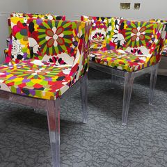 Designer inspired accent dining chairs floral and acrylic