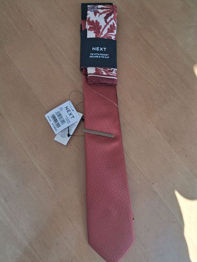 x3 Bundle - Brand New Next Rust Red Tie & Pocket Square Set - RRP - 22.50