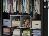 Portable Wardrobe Clothing Wardrobe Shelves Clothes Storage Organiser With 4 Hanging Rail,Black
