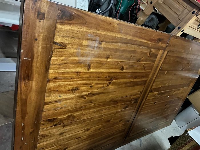 Solid wood dining table + 6 matching chairs