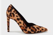 KAREN MILLEN Ella Leather Leopard Print High Heels Sz 7 (Fit 7-7.5UK) - Rrp 175 (New)