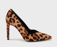 KAREN MILLEN Ella Leather Leopard Print High Heels Sz 7 (Fit 7-7.5UK) - Rrp 175 (New)