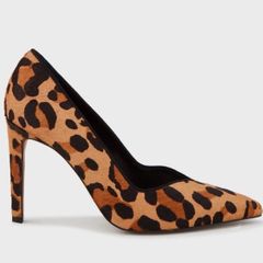 KAREN MILLEN Ella Leather Leopard Print High Heels Sz 7 (Fit 7-7.5UK) - Rrp 175 (New)