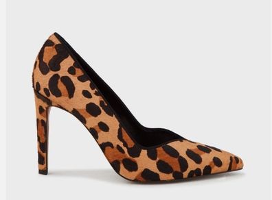 KAREN MILLEN Ella Leather Leopard Print High Heels Sz 7 (Fit 7-7.5UK) - Rrp 175 (New)