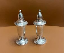 Antique pair of Sterling silver Salt & Pepper shakers