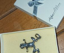 Solid silver froggy chain ornament