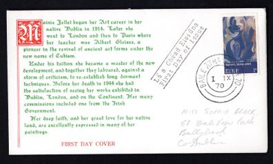 1970 Ireland Contemporary Irish Art Painting by Manie Jellet Commemorative Stamp Illustrated First Day Cover (FDC)