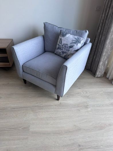 Blue / Grey Fabric Armchair