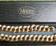 Stunning Vintage Monet Chunky Textured Double Curb Chain Link Necklace -  Boxed