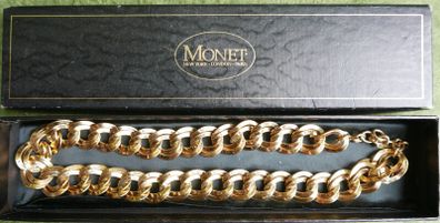 Stunning Vintage Monet Chunky Textured Double Curb Chain Link Necklace -  Boxed