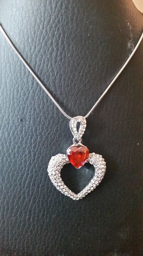 18KT White Gold Filled Crystal Heart Pendant