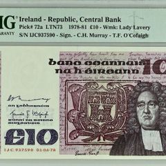 Ireland | 1978 | 10 Pounds | P.72a | IJC 937590 | 58 EPQ | Choice About UNC