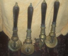 5 antique brass and wood bar pumps