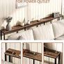 Narrow Console Table with Power Outlet, 18 cm Skinny Sofa Table, Long Behind Couch Table with Charging Station, for Entryway, Hallway, Living Room, Rustic Brown and Black Image 4