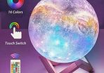LED Full Moon Lamp,OxyLED 18cm/7.1 inch 3D Print LED Starry Sky Moon Light with Stand Remote Touch Control and USB Rechargeable,Dimmable Light for Kids Lover Friends Birthday Christmas Gifts [Energy Class A+++]