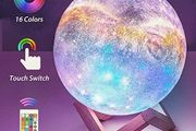 LED Full Moon Lamp,OxyLED 18cm/7.1 inch 3D Print LED Starry Sky Moon Light with Stand Remote Touch Control and USB Rechargeable,Dimmable Light for Kids Lover Friends Birthday Christmas Gifts [Energy Class A+++]