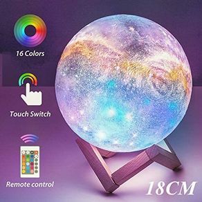 LED Full Moon Lamp,OxyLED 18cm/7.1 inch 3D Print LED Starry Sky Moon Light with Stand Remote Touch Control and USB Rechargeable,Dimmable Light for Kids Lover Friends Birthday Christmas Gifts [Energy Class A+++]