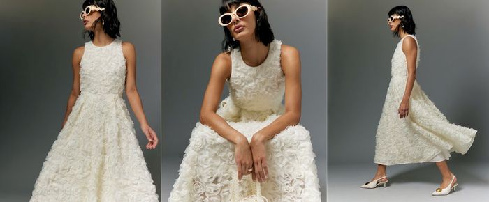 Size 6 Cream 3D Flower Occasion Midi/Maxi Dress from River Island