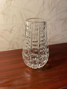 Heavy Cut Crystal Vase  Contemporary Geometric Crystal Vase