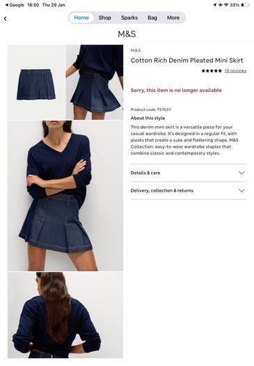 New denim pleated mini skirt MARKS AND SPENSERS
