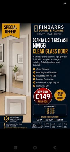Deanta Light Grey Ash Clear Glass