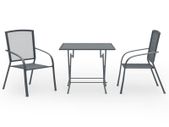 3 Piece Garden Dining Set Steel Anthracite