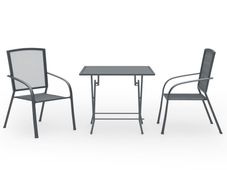 3 Piece Garden Dining Set Steel Anthracite
