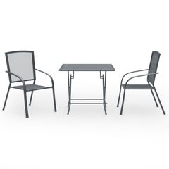 3 Piece Garden Dining Set Steel Anthracite