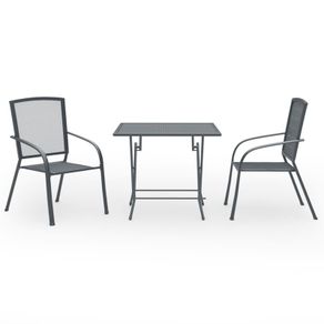 3 Piece Garden Dining Set Steel Anthracite
